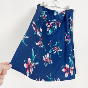 Fig Clothing 🇨🇦 Floral Blue & Pink A-Line Skirt‎ Size Large